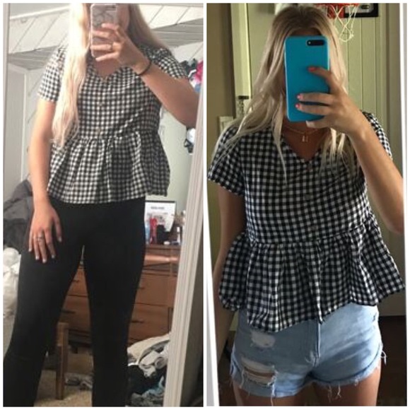 SHEIN Button Front Plaid Smocked Top in size 6 medium - Picture 3 of 11